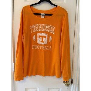 Tennessee Volunteers Football Orange Waffle‎ Knit Long Sleeve Tee Women's XL
